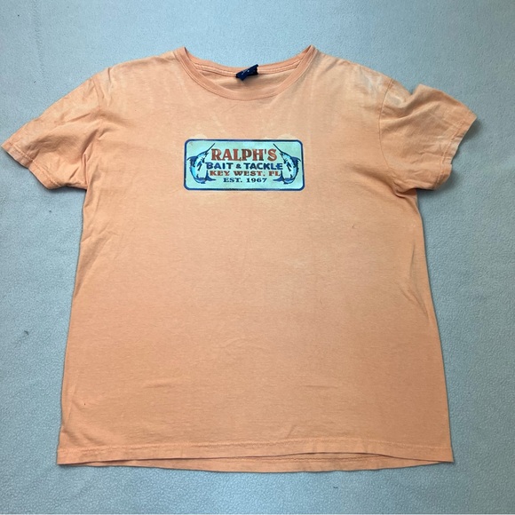 Polo Sport Ralph Lauren T-Shirt Mens Medium Orange Bait and Tackle Key West - Picture 1 of 9